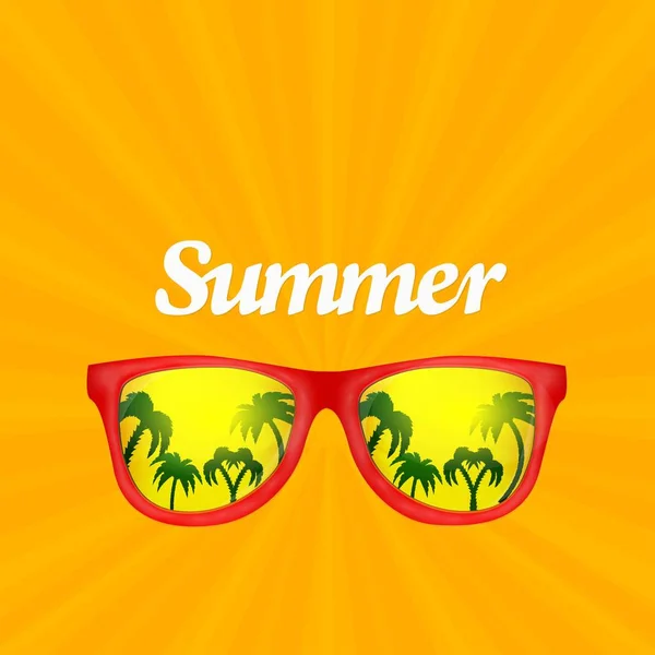 Ochelarii Vară Reflectă Palmele Vector — Vector de stoc