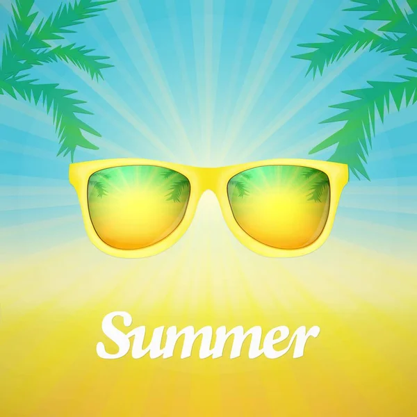 Summer Poster Sunglasses Palm — Stock Vector