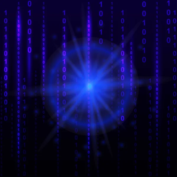 Blue Binary Computer Code Background Papel Parede Futuro Cibernético — Vetor de Stock