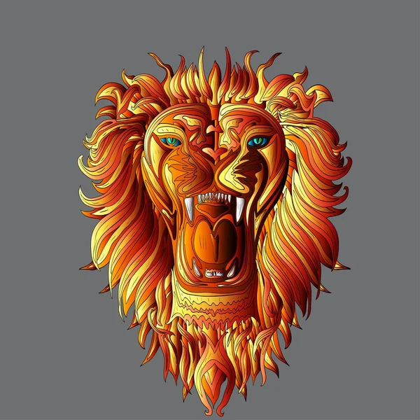 Tête Lion Icône Vectorielle Illustration — Image vectorielle