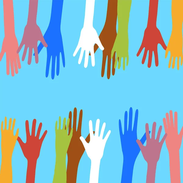 Mains Couleurs Différentes Diversité Culturelle Ethnique — Image vectorielle