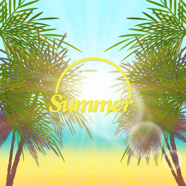 Palm çerçeve bırakır. Retro vektör çizim