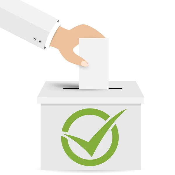 Hand Putting Voting Ballot Slot Box — Stock Vector