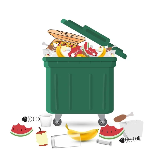 Full Garbage Can Waste — Stock Vector