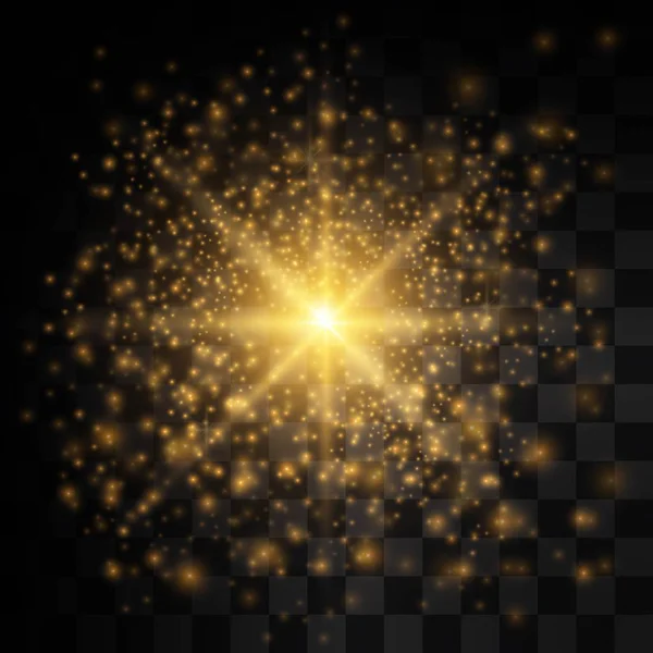 Glühlichteffekt Stern Funkelte Goldenes Leuchten — Stockvektor