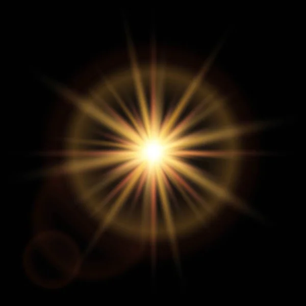 Zlatý Světelný Efekt Hvězda Třpytí Vektorová Ilustrace — Stockový vektor