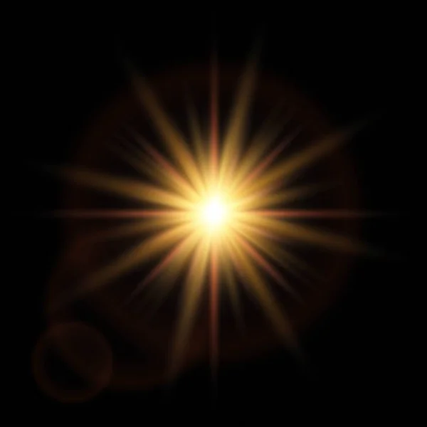 Χρυσή Λάμψη Εφέ Φωτός Έσκασε Ένα Αστέρι Λάμψη Εικονογράφηση Διανύσματος — Διανυσματικό Αρχείο
