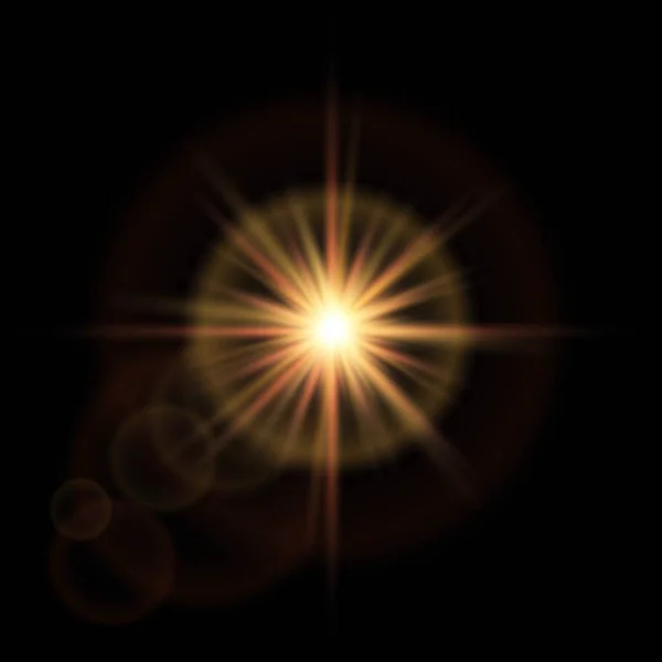 Golden Glow Lichteffect Sterrensprong Met Glitters Vector Illustratie — Stockvector