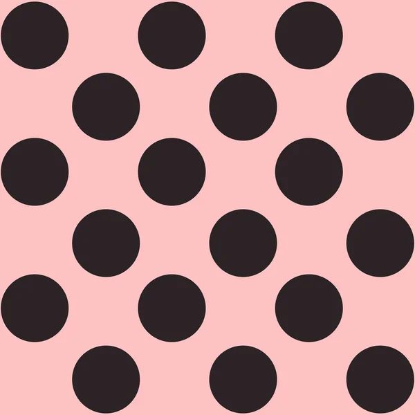 Naadloze Polka Dot Patroon Zwarte Stippen Roze Achtergrond Vectorillustratie — Stockvector