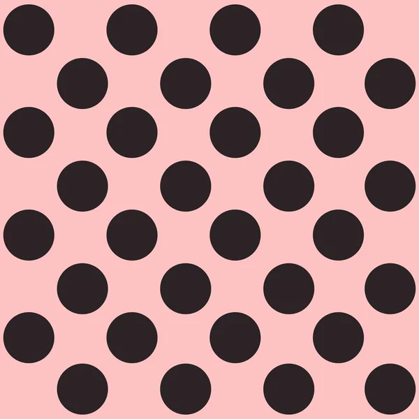 Naadloze Polka Dot Patroon Zwarte Stippen Roze Achtergrond Vectorillustratie — Stockvector