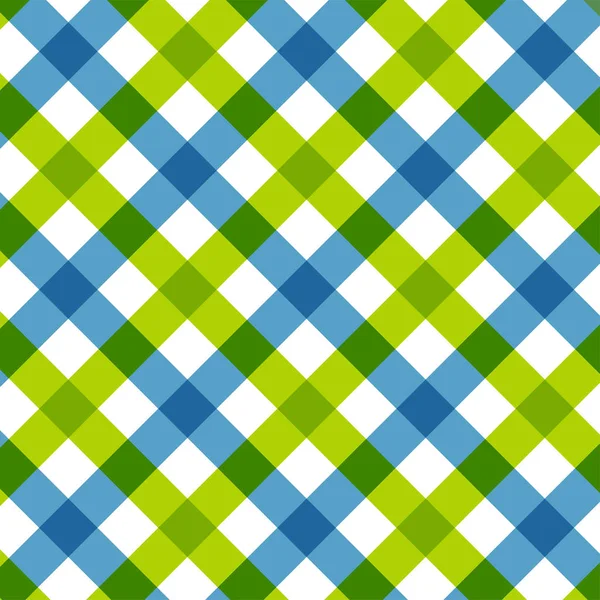 Modrá Zelená Diagonální Kostkovaný Retro Ubrus Textura — Stockový vektor