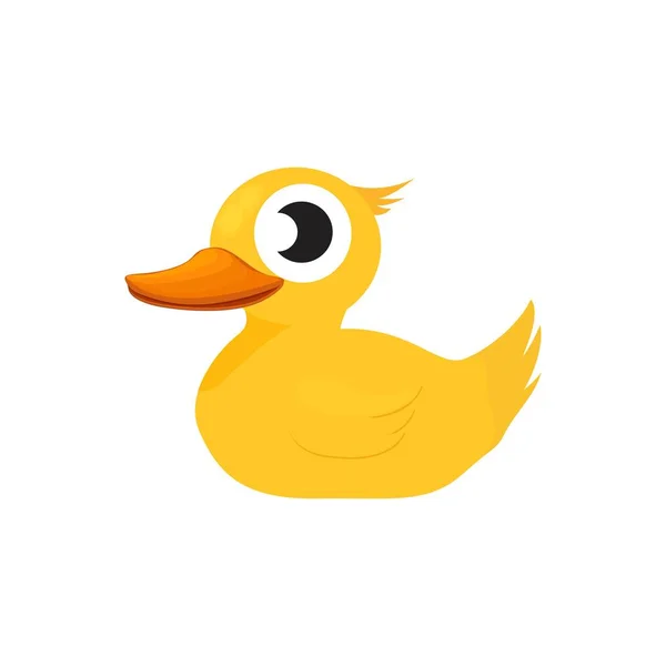 Pato de goma amarillo. Dibujos animados lindo patito para baño — Vector de stock