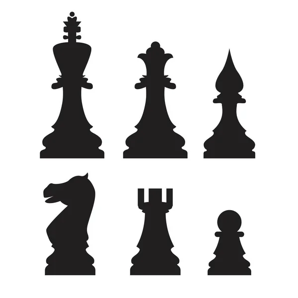 Sets of silhouette Chess icon in isolated background — Stock Vector