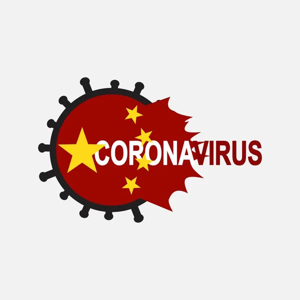 A large coronavirus bacterium against the background of the red flag of China. virus 2019-nCoV — Stock vektor