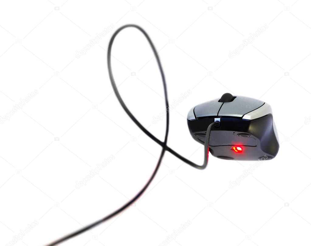 Stylish laptop optical wheel mouse in the air