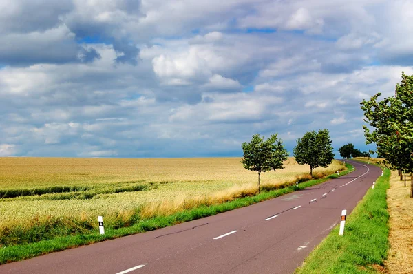 Üres vidéken road, vihar előtt Jogdíjmentes Stock Képek