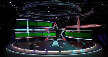 Televizyon stüdyosu eğlence seti 4. 3d Rendering bu arkaplan 3ds Max-Vray yazılımı ile yüksek çözünürlüklü oluşturuldu. Sanal stüdyonuzda kullanabilirsiniz..