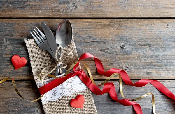 Romantic table setting valentines day background — Stock Photo, Image