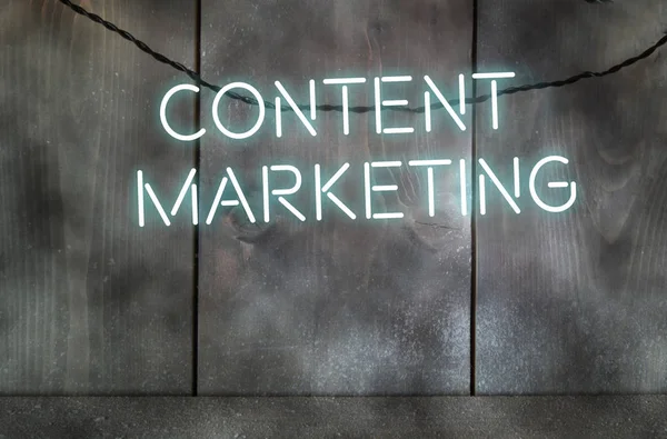 Content Marketing Leuchtreklame — Stockfoto