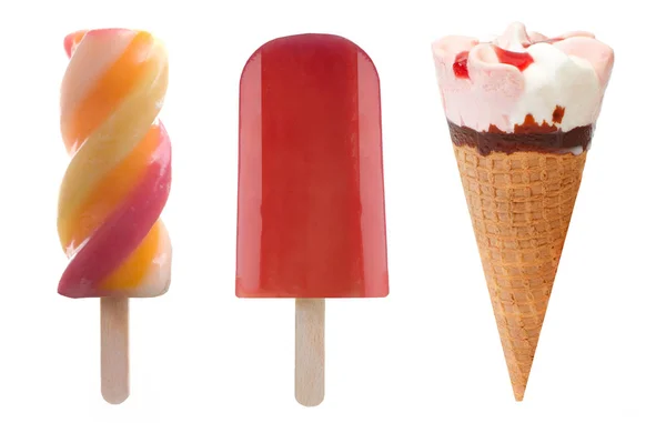 Ice cream and frozen ice lollies set — Stock Photo, Image