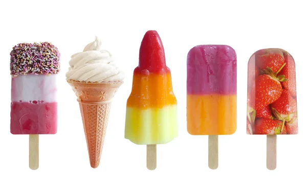 Conjunto de lollies congelados con helado —  Fotos de Stock