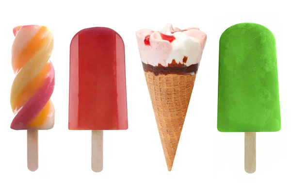 Ice cream and frozen ice lollies set — Stock Photo, Image