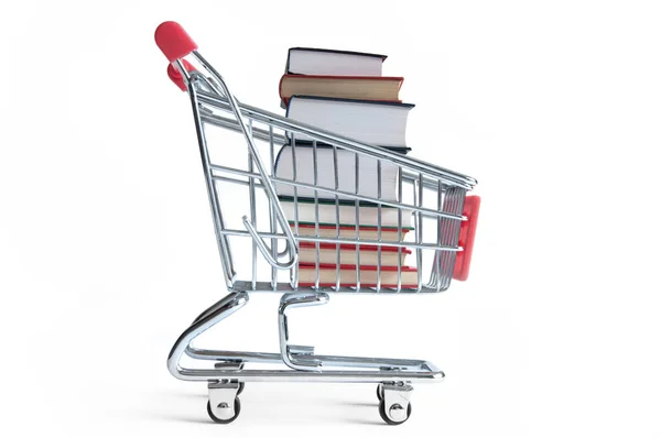 Books inside shopping cart — Stock Photo, Image