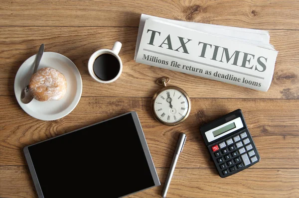 Tax time concept, mock up newspaper headline