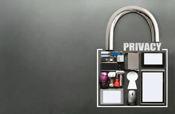 Sociale media privacy concept hangslot — Stockfoto