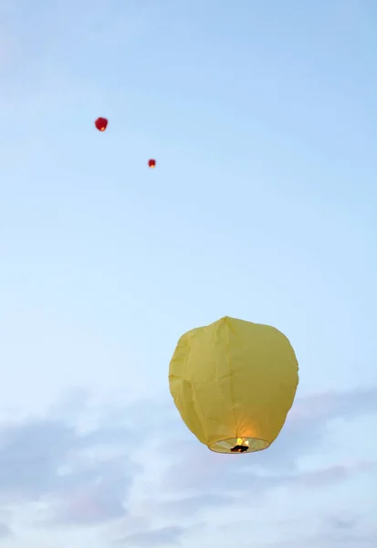Yellow flying latern — Stock Photo, Image