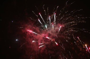 siyah gökyüzü üzerinde renkli havai fişek