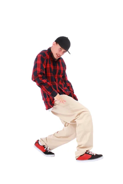 Teenage boy hip hop dancer on white — Stock Photo, Image