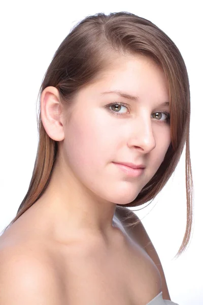 Close-up Retrato de bela jovem — Fotografia de Stock