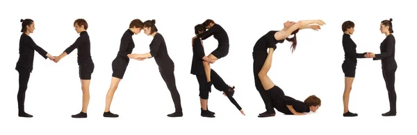 Black dressed people forming MARCH word — Stock Photo, Image