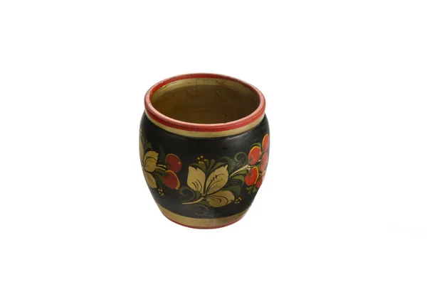 Decorative wooden bowl ethnic crafts — Stock Photo, Image