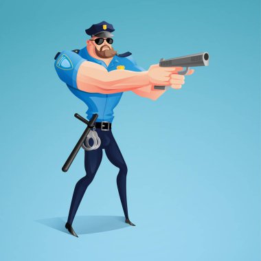 Bir Amerikan polis silahını hedefliyor