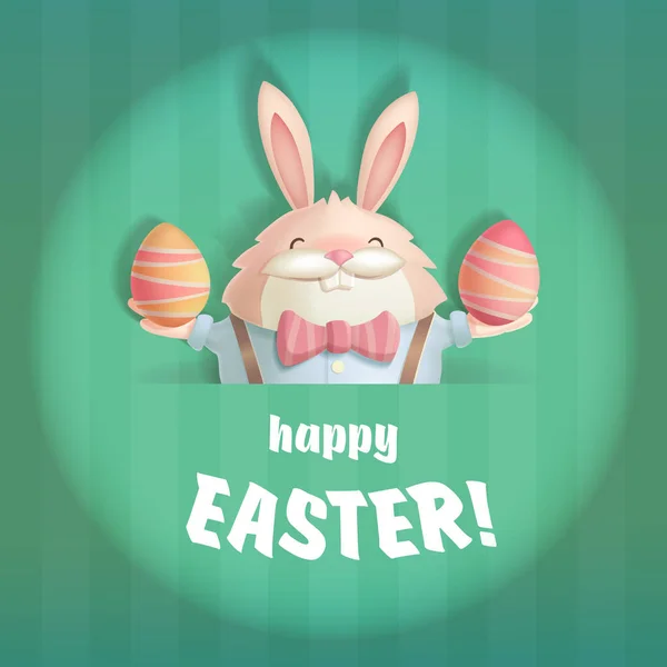Bir tavşan ve bir yumurta ile mutlu Paskalya tebrik kartı
