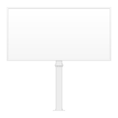 Açık Kapalı Billboard Reklam Banner Shield Panel Ekran, Reklam. Beyaz Arka Plan İzole Ürünler Kadar Mock. Tasarımınız için hazır. Ürün Paketleme. Vektör Eps10