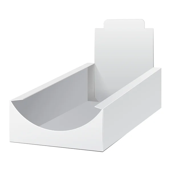 Beyaz ekran tutucu kutusunun Pos POI karton boş boş. Mockup, sahte kadar şablonu. Beyaz arka planda izole ürünler. Tasarımınız için hazır. Mockup ürün ambalaj. Vektör Eps10 — Stok Vektör