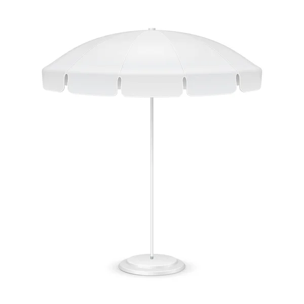 Publicidade Quadrada Promocional Jardim ao ar livre Guarda-chuva branco Parasol. Prepara-te, Template. Ilustração Isolado em fundo branco. Pronto para o seu design. Embalagem do produto. Vetor EPS10 —  Vetores de Stock