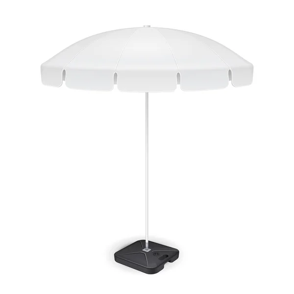 Publicidade Quadrada Promocional Jardim ao ar livre Guarda-chuva branco Parasol. Prepara-te, Template. Ilustração Isolado em fundo branco. Pronto para o seu design. Publicidade de produtos. Vetor EPS10 —  Vetores de Stock