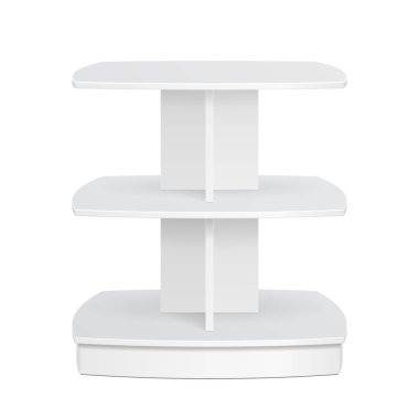 Kare Pos POI karton zemin ekran raf süpermarket boş boş ekranlar için yuvarlanır. Ürünler kadar izole beyaz zemin üzerine alay. Tasarımınız için hazır. Ürün reklam. Vektör Eps10