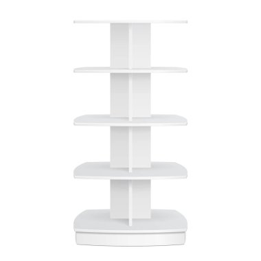 Kare Pos POI karton zemin ekran raf süpermarket boş boş ekranlar için yuvarlanır. Ürünler kadar izole beyaz zemin üzerine alay. Tasarımınız için hazır. Ürün reklam. Vektör Eps10