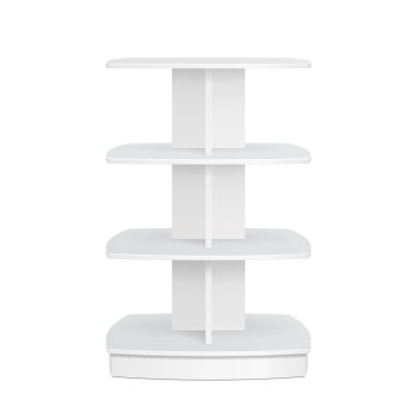 Kare Pos POI karton zemin ekran raf süpermarket boş boş ekranlar için yuvarlanır. Ürünler kadar izole beyaz zemin üzerine alay. Tasarımınız için hazır. Ürün reklam. Vektör Eps10