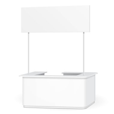 Çatı, gölgelik, afiş Sqaure Pos POI boş boş reklam perakende Stand durak Bar ekran. Beyaz arka plan üzerinde izole. Şablonu alay. Ürün reklam vektör