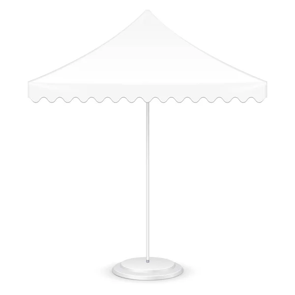 Promotional Square Advertising Outdoor Garden White Umbrella Parasol. Front View. Mock Up, Template. Illustration Isolated On White Background. Ready For Your Design. Product Advertising. Vector EPS10 — Stock Vector