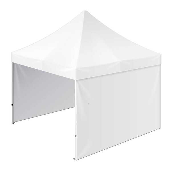 Рекламное мероприятие на открытом воздухе Торговая выставка Поп-Up палатка мобильного шатра. Mock up, Template. Иллюстрация изолирована на белом фоне. Ready for Your Design. Реклама продукции. Вектор S10
