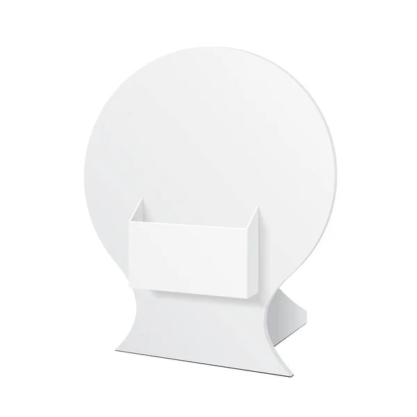 Pos Poi 纸板的空白空显示框持有人的广告传单，传单或孤立的白色背景上的产品。准备好您的设计。产品广告。矢量 Eps10 — 图库矢量图片