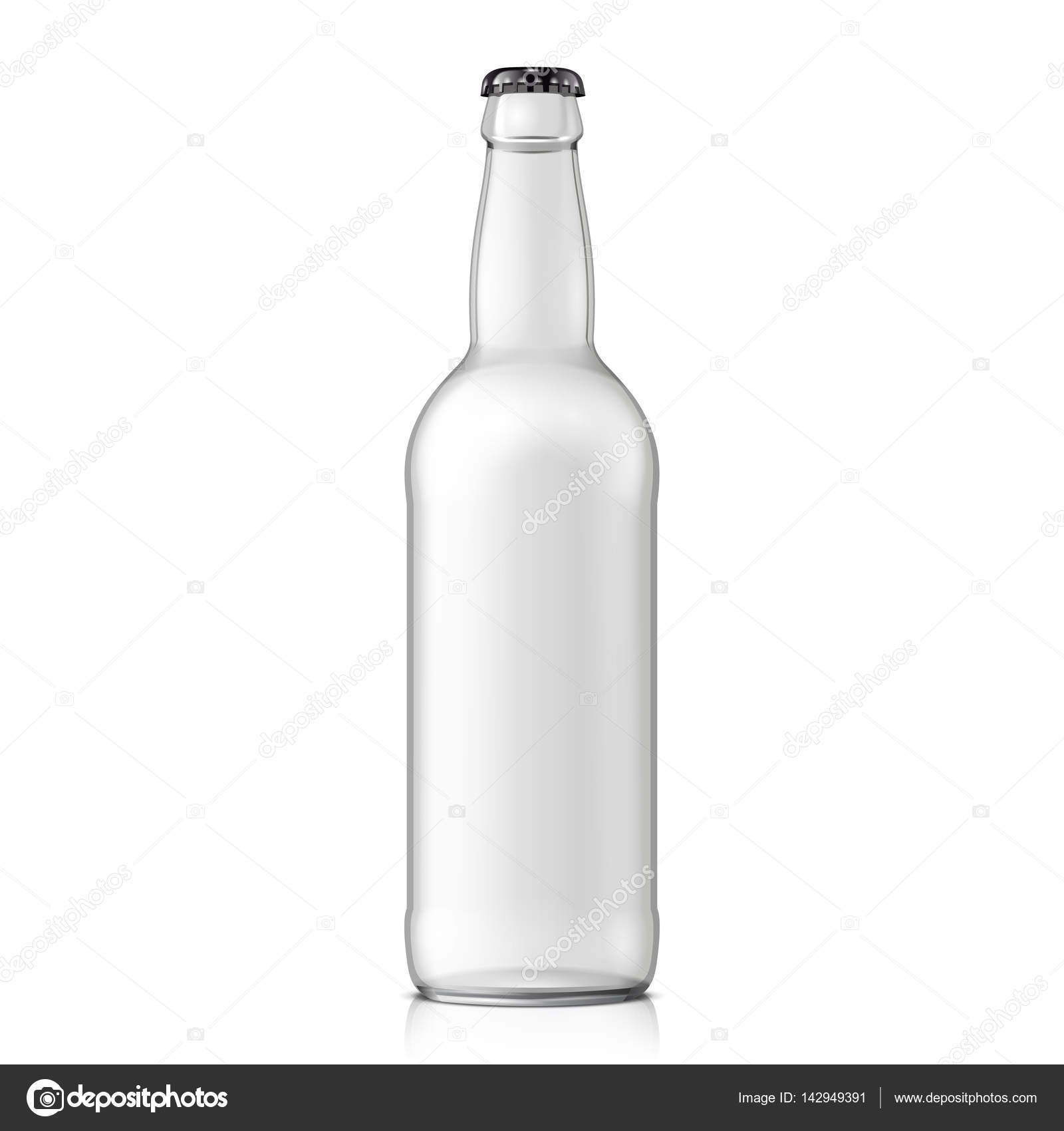 Glass Empty Water Bottle. Carbonated drink. Mock Up Template