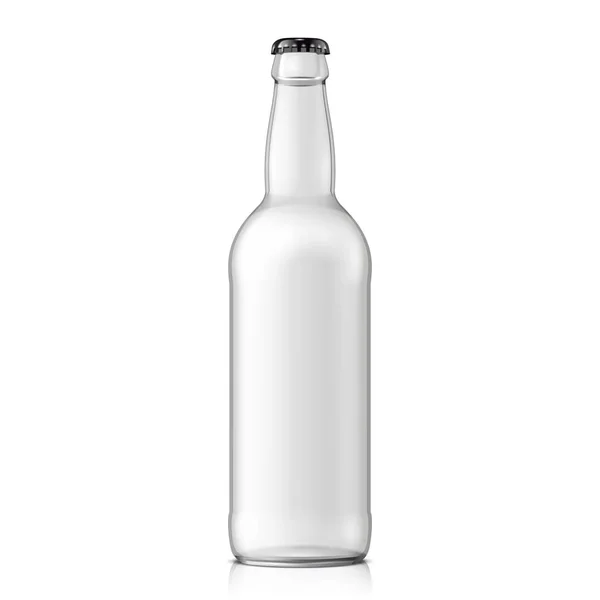 Garrafa de água vazia de vidro. Bebida carbonatada. Modelo Mock Up. Ilustração Isolado em fundo branco. Pronto para o seu design. Embalagem do produto. Vetor EPS10 — Vetor de Stock